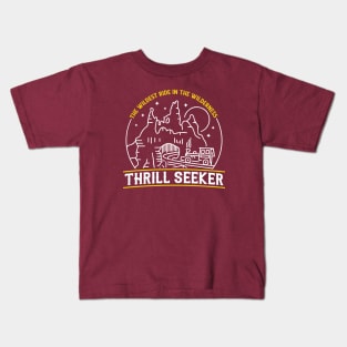 Thrill Seeker - Big Thunder Mountain Railroad - White and Gold magical mountain by Kelly Design Company Kids T-Shirt